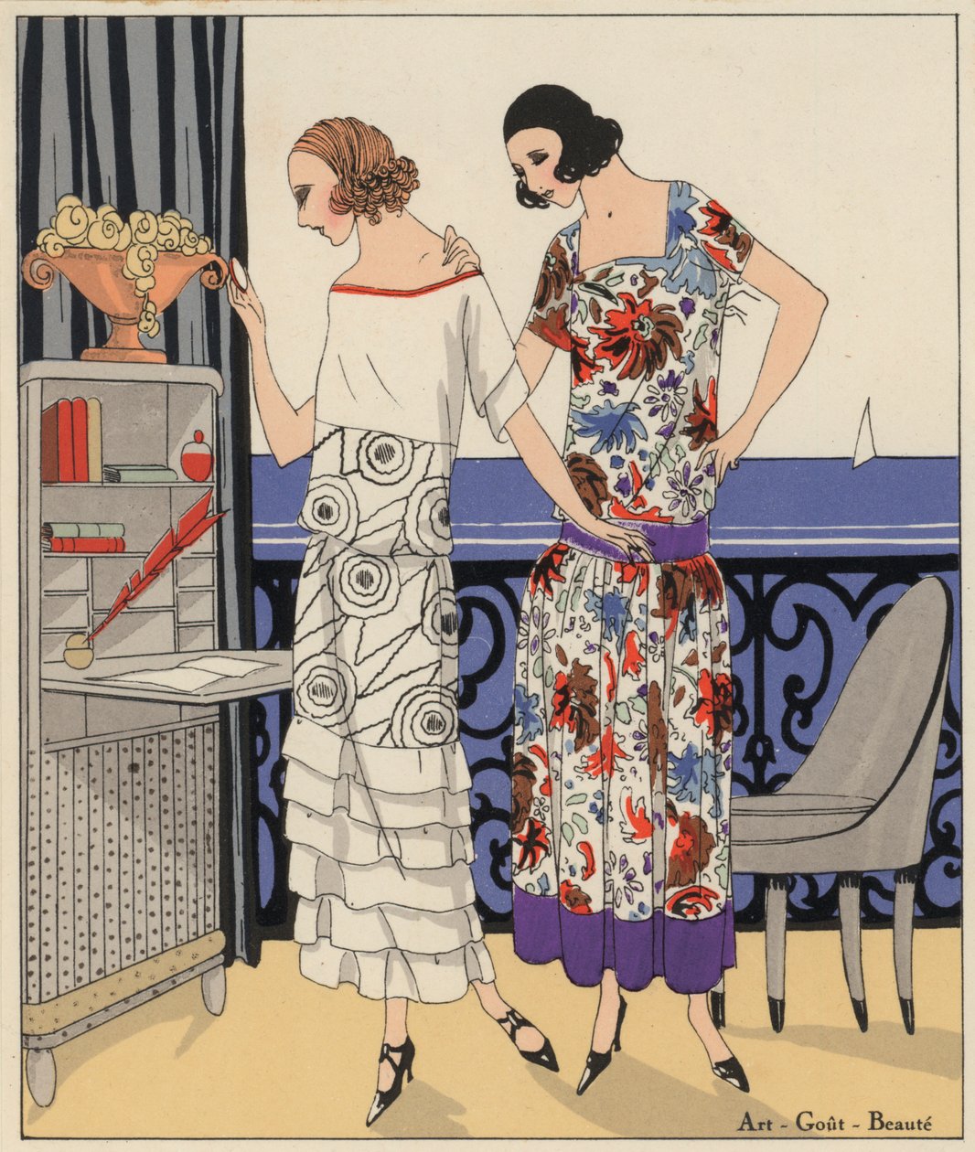 Damenmode der 1920er Jahre von den Designern Philippe und Gaston sowie Martial und Armand von French School
