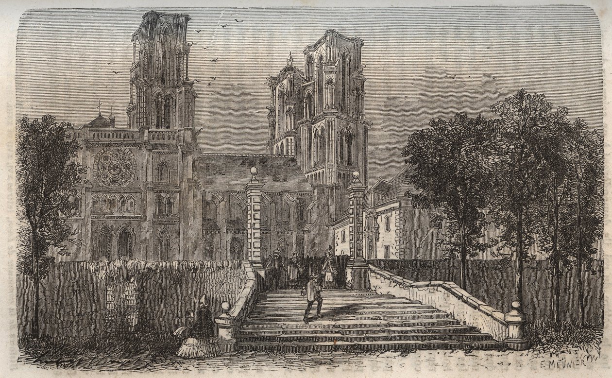 Kathedrale Notre-Dame de Laon (1150-1180), Aisne - Gravur in 