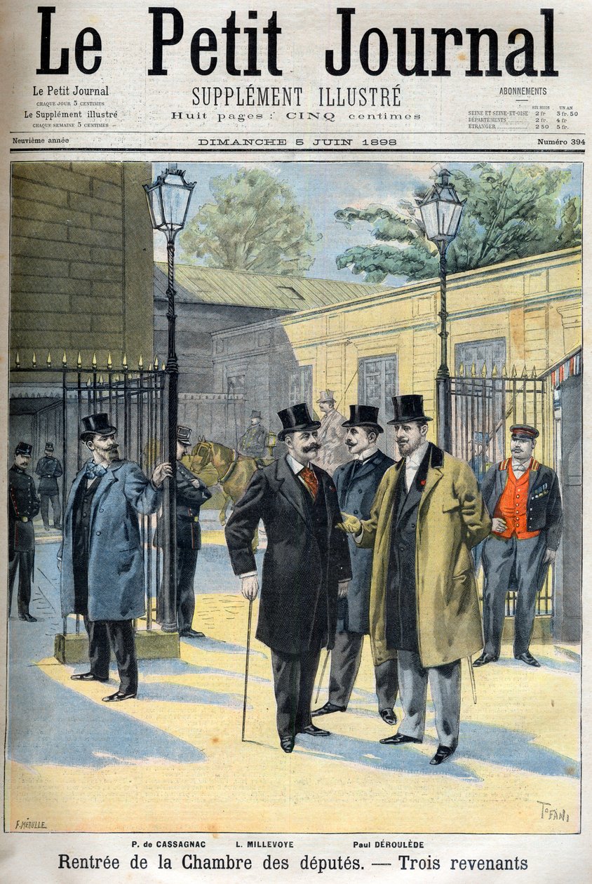 Wiedereröffnung der Abgeordnetenkammer, Illustration in „Le Petit Journal“, 5. Juni von French School