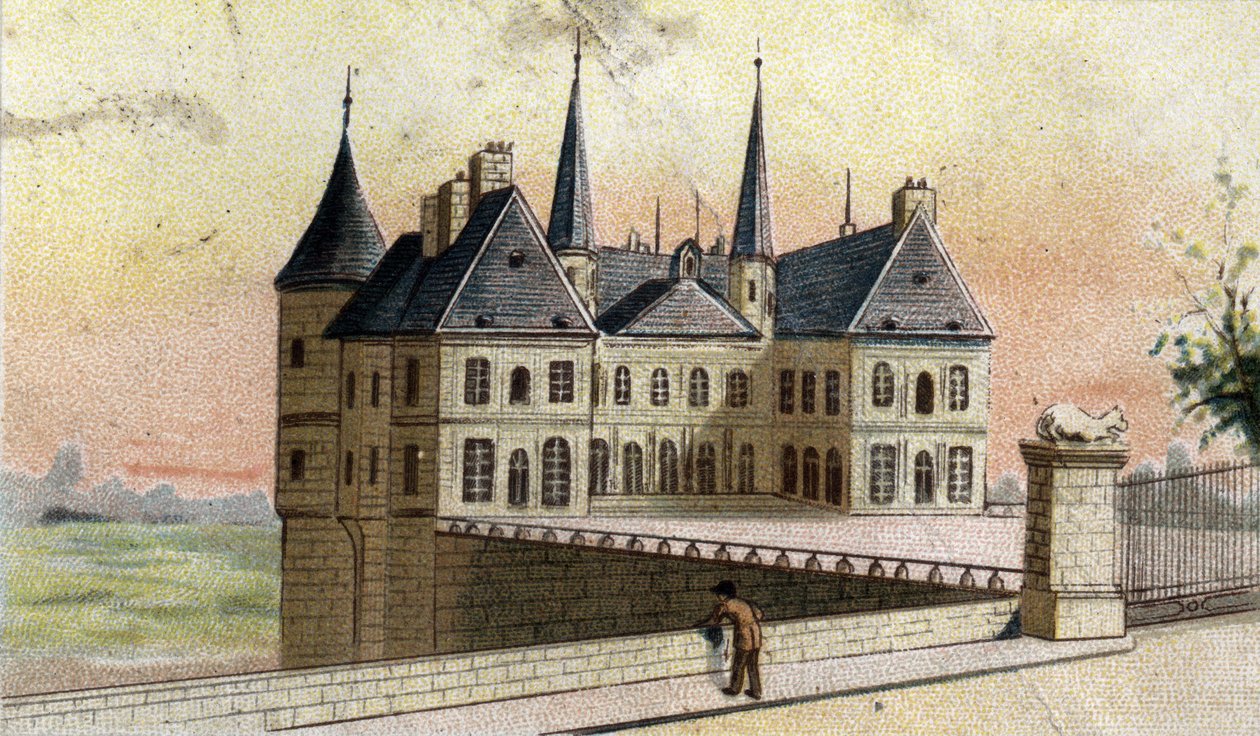 Ansicht des Schlosses von Randan (Puy de Dôme). von French School