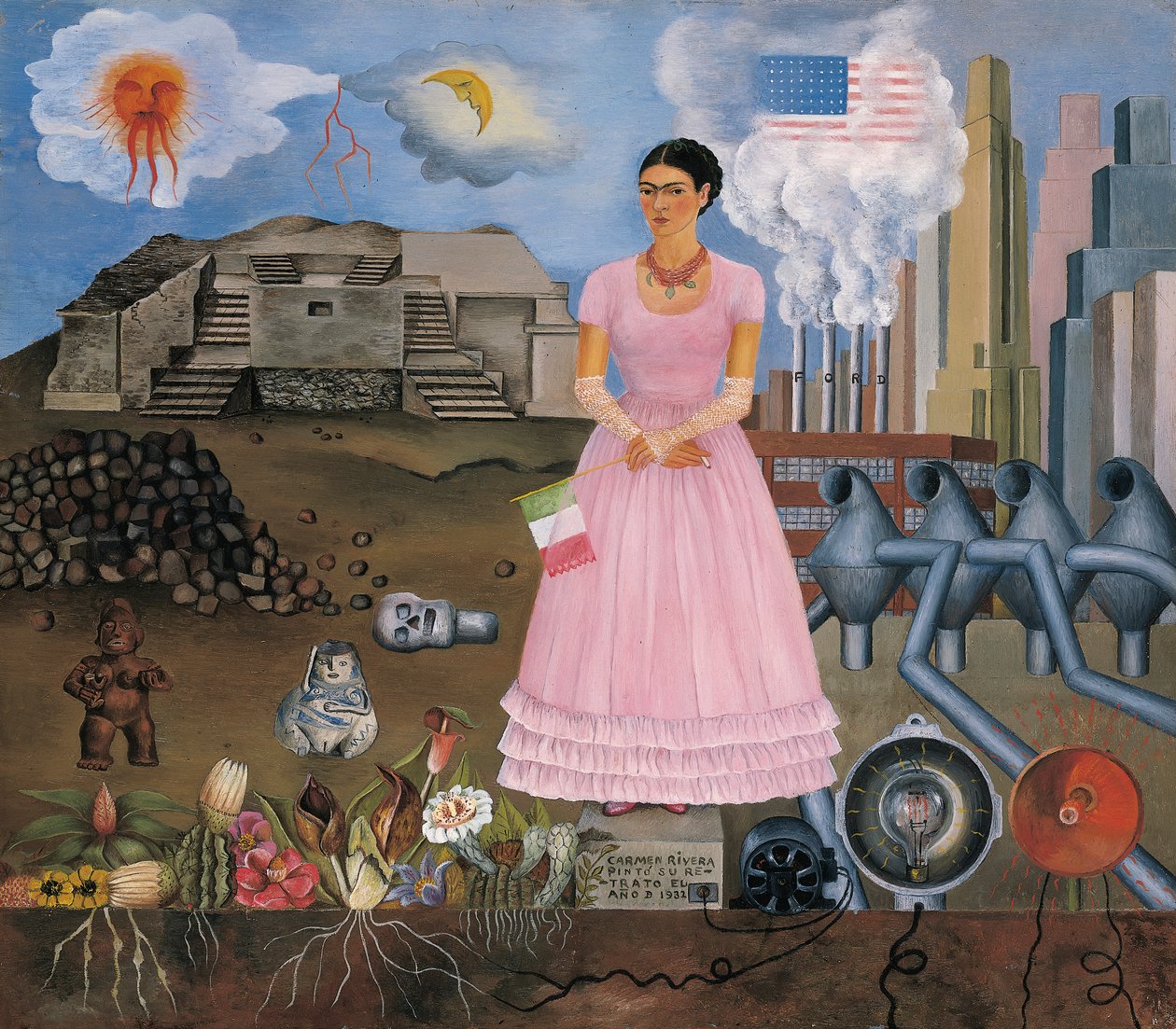 Selbstporträt an der Grenze zwischen Mexiko und den Vereinigten Staaten von Frida Kahlo