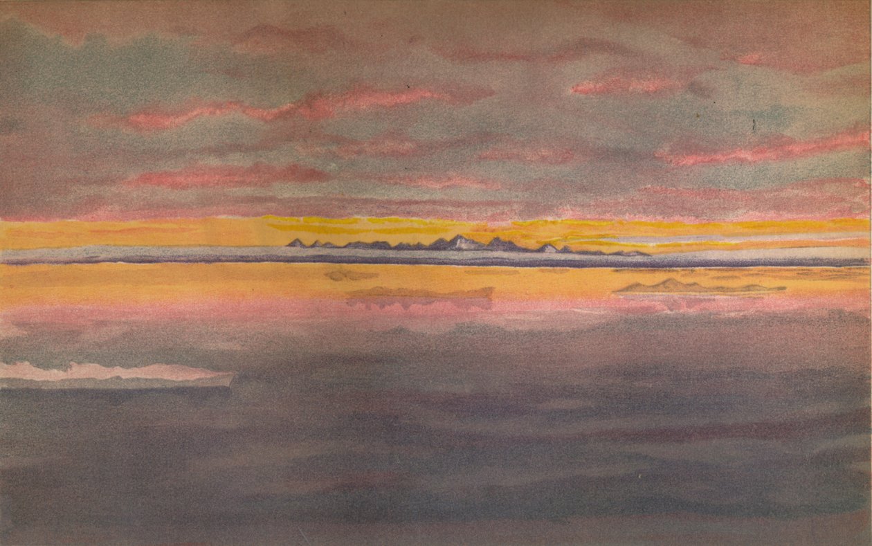 Sonnenuntergang vor der Nordküste Asiens, nördlich der Mündung der Chatanga, 1893, 1897 von Fridtjof Nansen