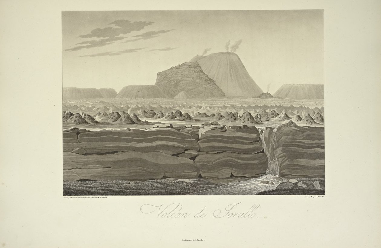 Vulkan von Jorullo, gezeichnet von Gmelin, Illustration aus 