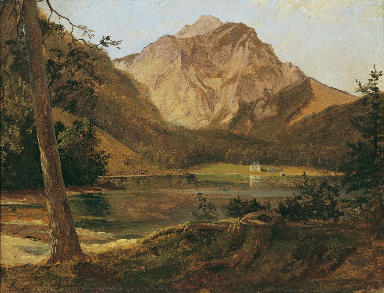 Der vordere Langbathsee mit dem Höllengebirge von Friedrich August Mathias Gauermann