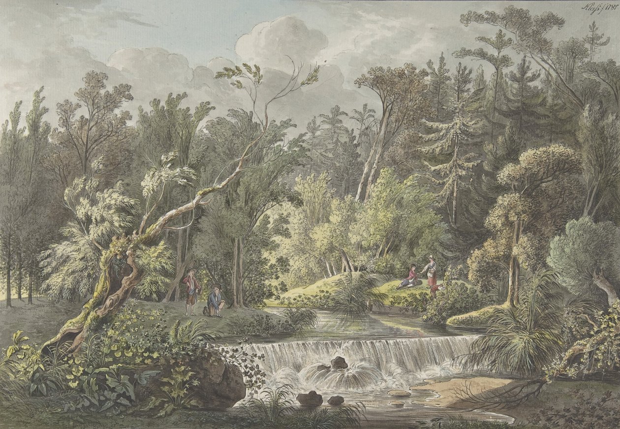 Landschaft mit Wasserfall, spätes 18. bis frühes 19. Jahrhundert von Friedrich Christian Klass