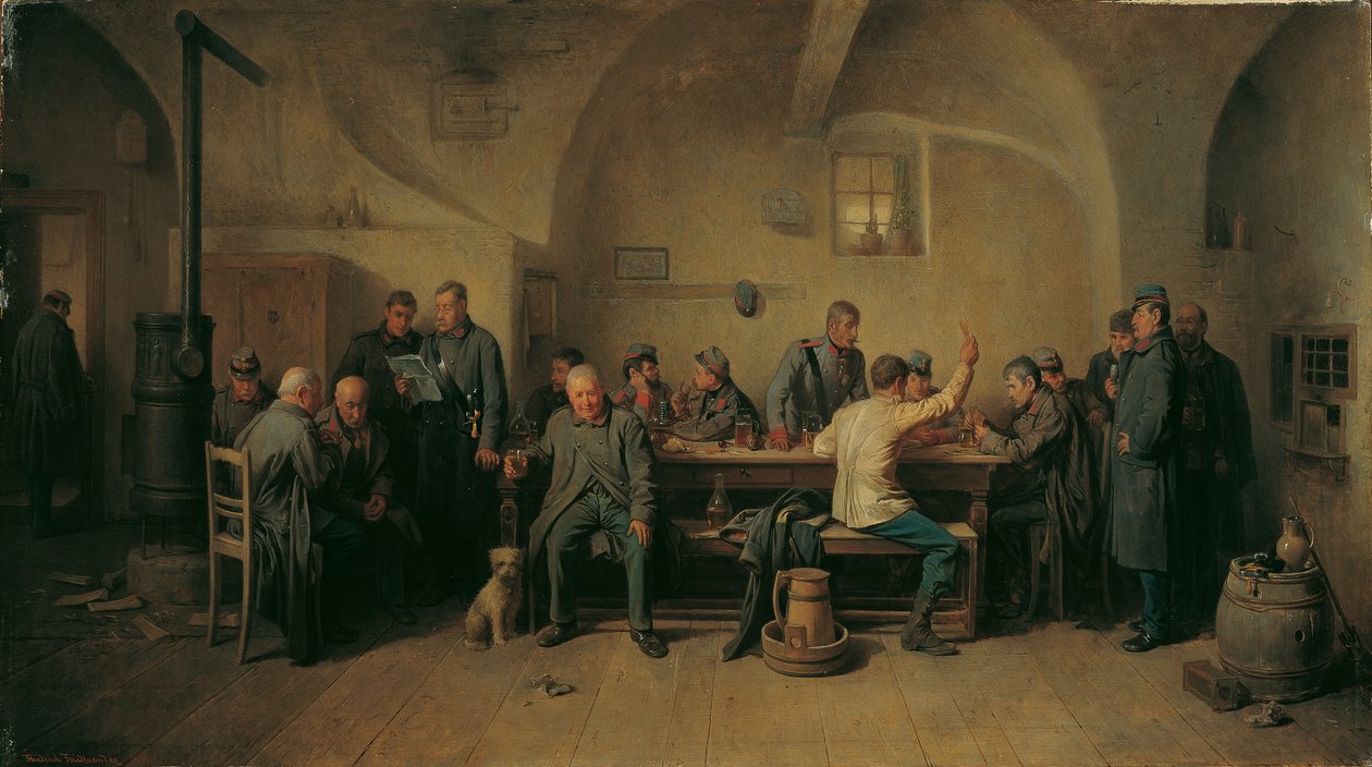 Soldaten in der Kantine von Friedrich Friedländer Ritter von Malheim