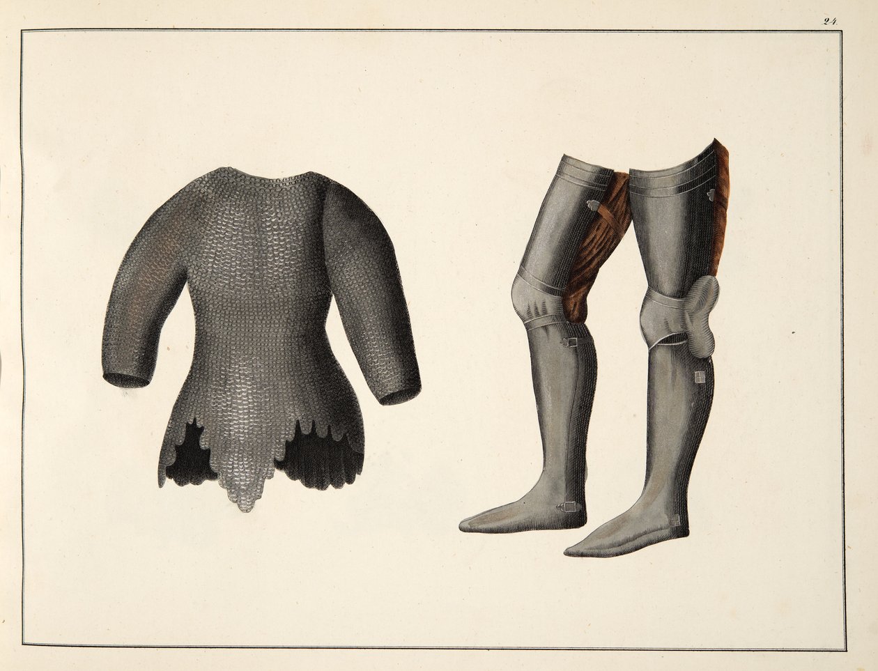 Rüstung, Platte aus Eine Geschichte der Entwicklung und Bräuche der Ritterlichkeit, von Dr. Franz Kottenkamp, veröffentlicht von Carl Hoffmann, 1842 von Friedrich Martin von Reibisch