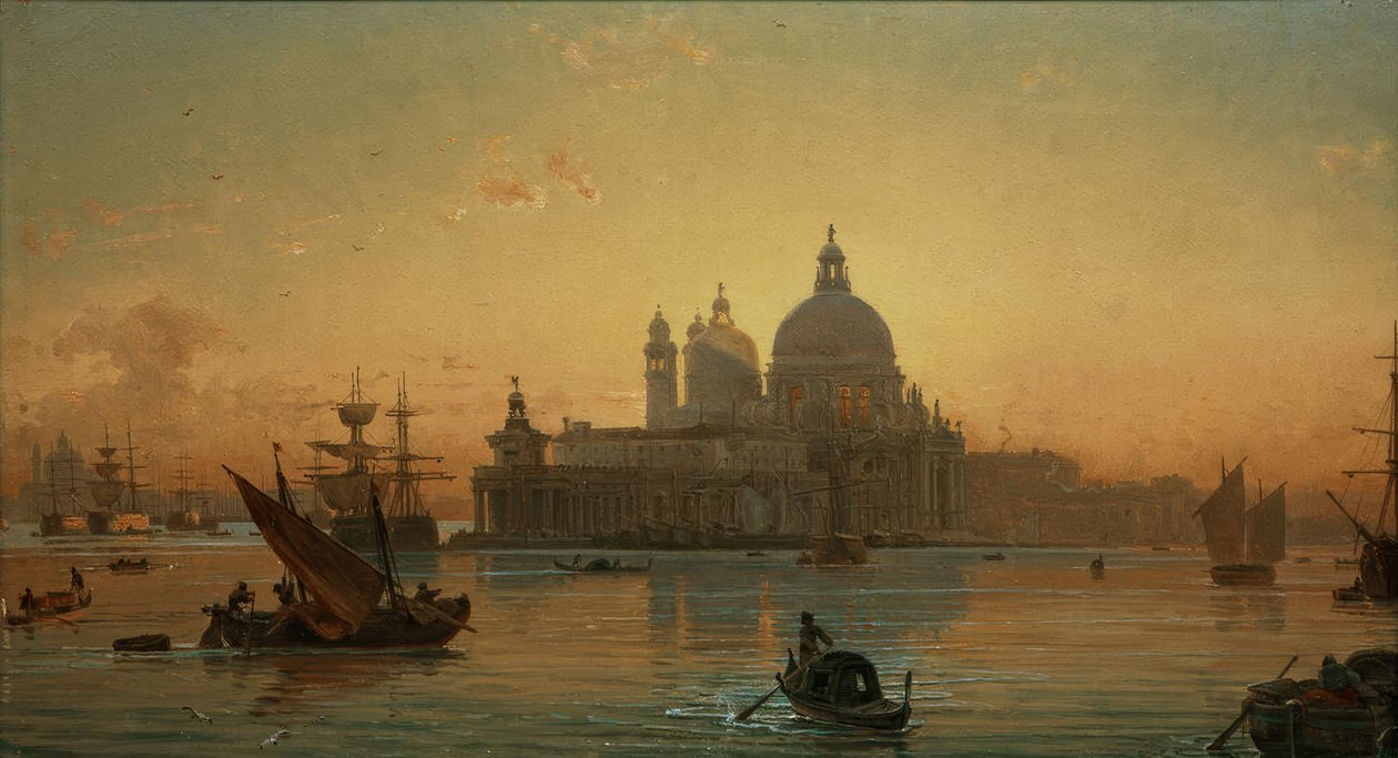 Abendstimmung in Venedig mit Santa Maria della Salute von Friedrich Nerly