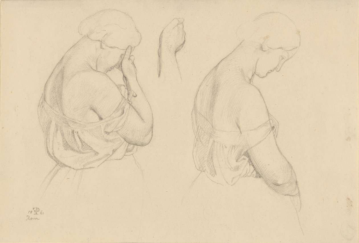 Zwei weibliche Figuren in Halbfigur und eine Studie einer Hand von Friedrich Preller