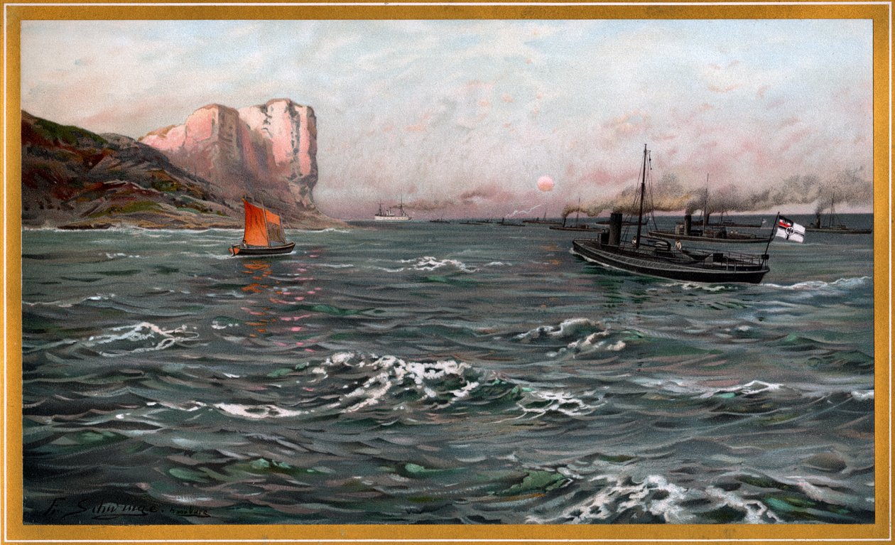 Kaiserliche Marine Bliz mit Torpedobootsdivisionen bei Stubbenkammer von Friedrich Schwinge, Nr. 10 aus G. Wislicenus, Unsere Kriegsflotte. von Friedrich Schwinge