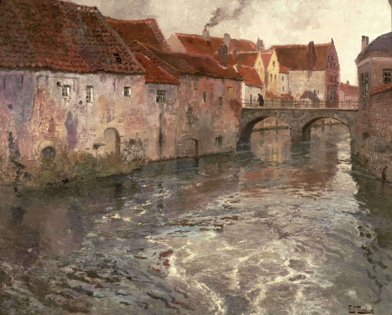 Die Brücke in Antwerpen (oder Oudenard), 1902 von Frits Thaulow