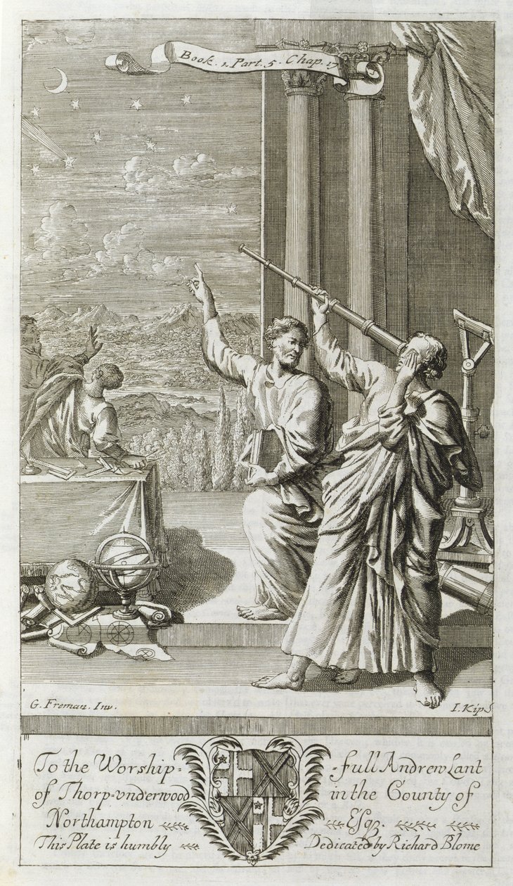 Griechischer Astronom, der die Sterne studiert, Illustration aus Buch 1 Teil 5 Kapitel 17 von 