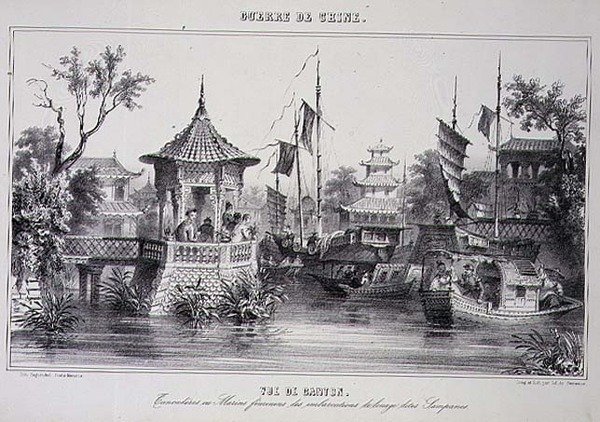 Ansicht von Kanton, weibliche Matrosen in ihren Sampans, aus 