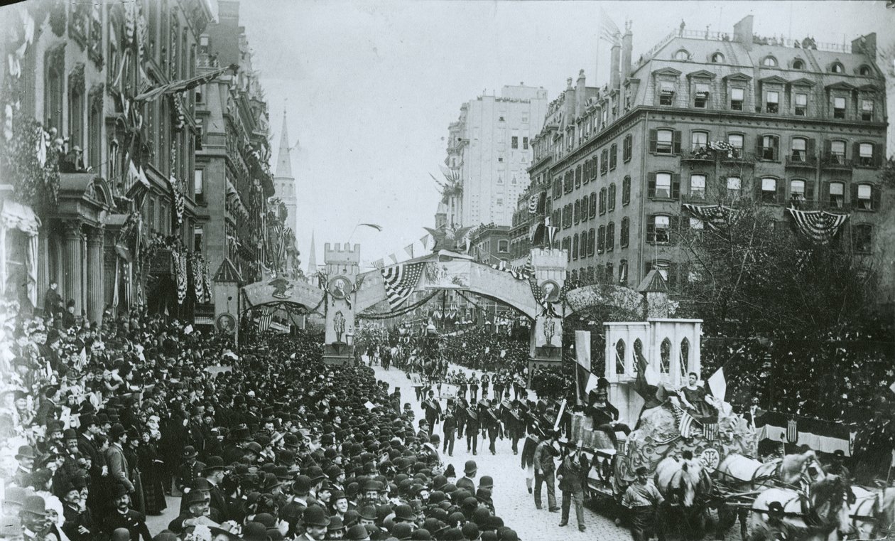 Hundertjahrfeier der Amtseinführung von George Washington (1732-99) New York City, 30. April 1889 von G.P. Hall und Sohn