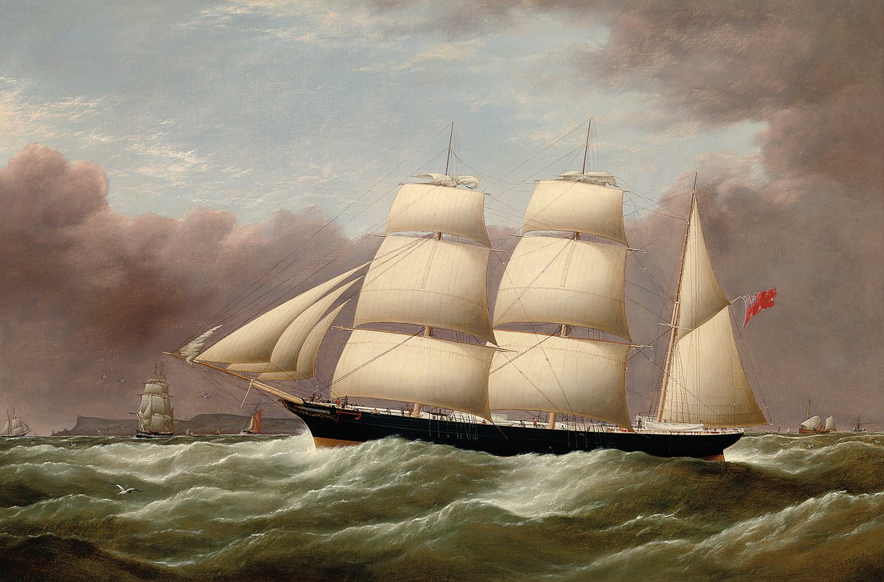 Die Bark Alfred Hawley vor den Skerries auf dem Weg nach Liverpool, 1860 von G. Dell