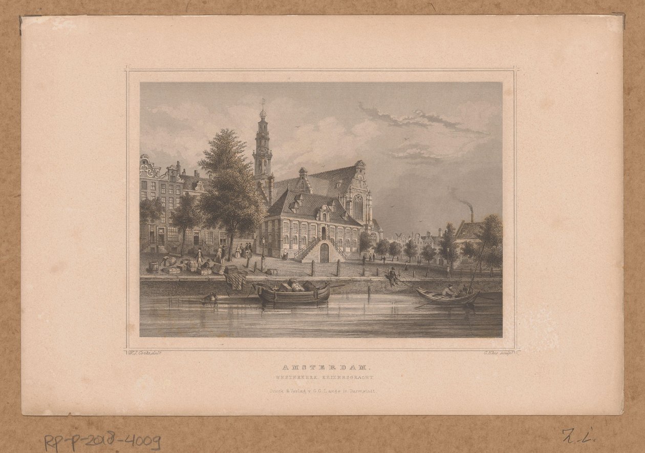 Ansicht der Westerkerk in Amsterdam von der Keizersgracht Amsterdam, Westerkerk Keizersgracht (Titel auf Objekt) von G. Hess