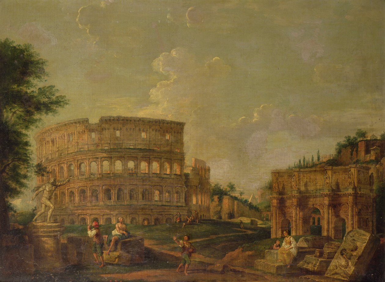 Das Kolosseum mit dem Konstantinsbogen, ca. 1730 von G. P. (attr. to) Pannini or Panini