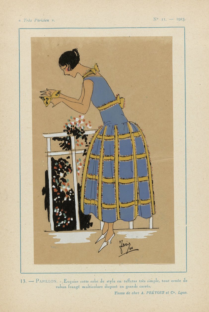 Très Parisien 1923 Nr. 11: 13.- PAPILLON. - Exquise cette robe de style... von G P. Joumard