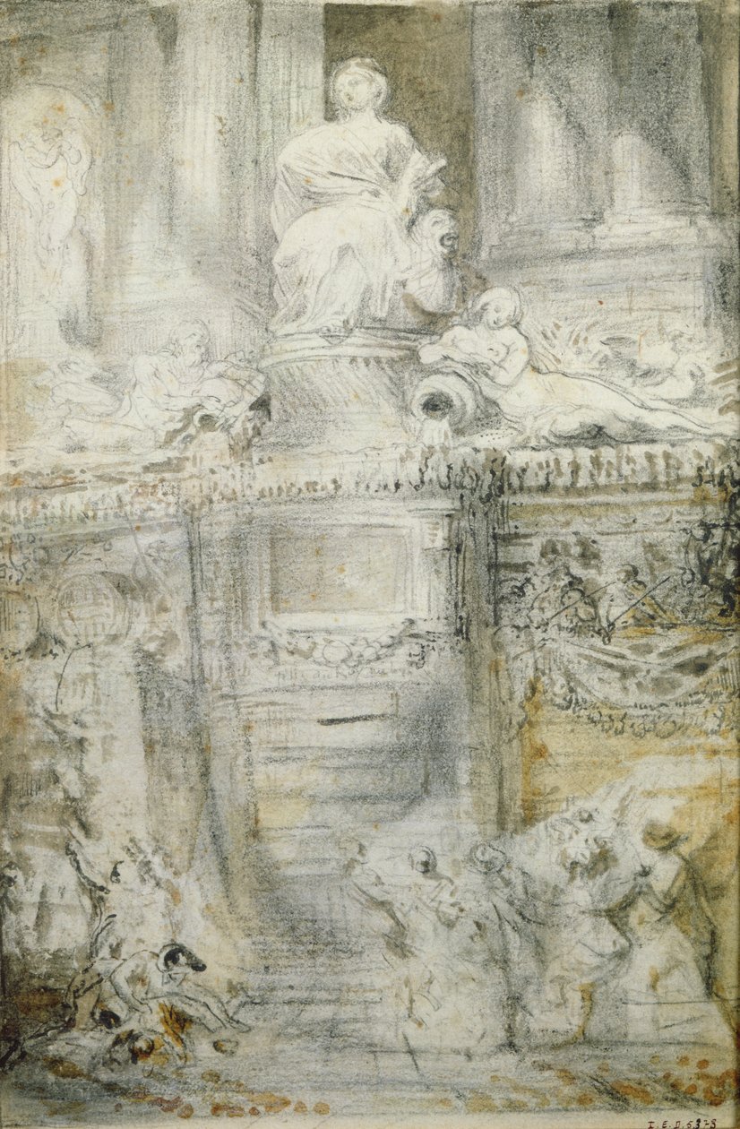 Der Brunnen in der Rue de Grenelle, 1777 von Gabriel de Saint Aubin