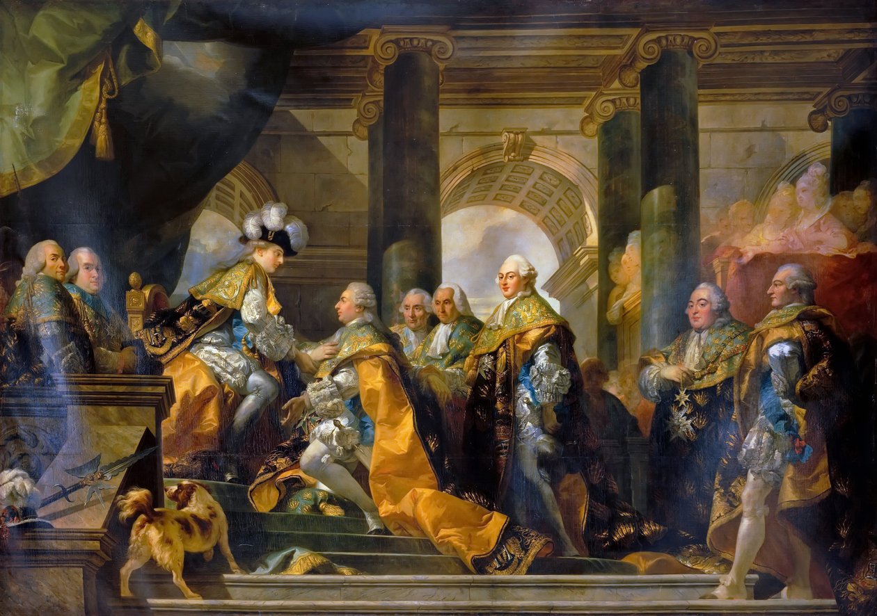 Ludwig XVI. empfängt in Reims die Huldigung der Ritter des Heiligen Geistes, 13. Juni 1775 von Gabriel Francois Doyen