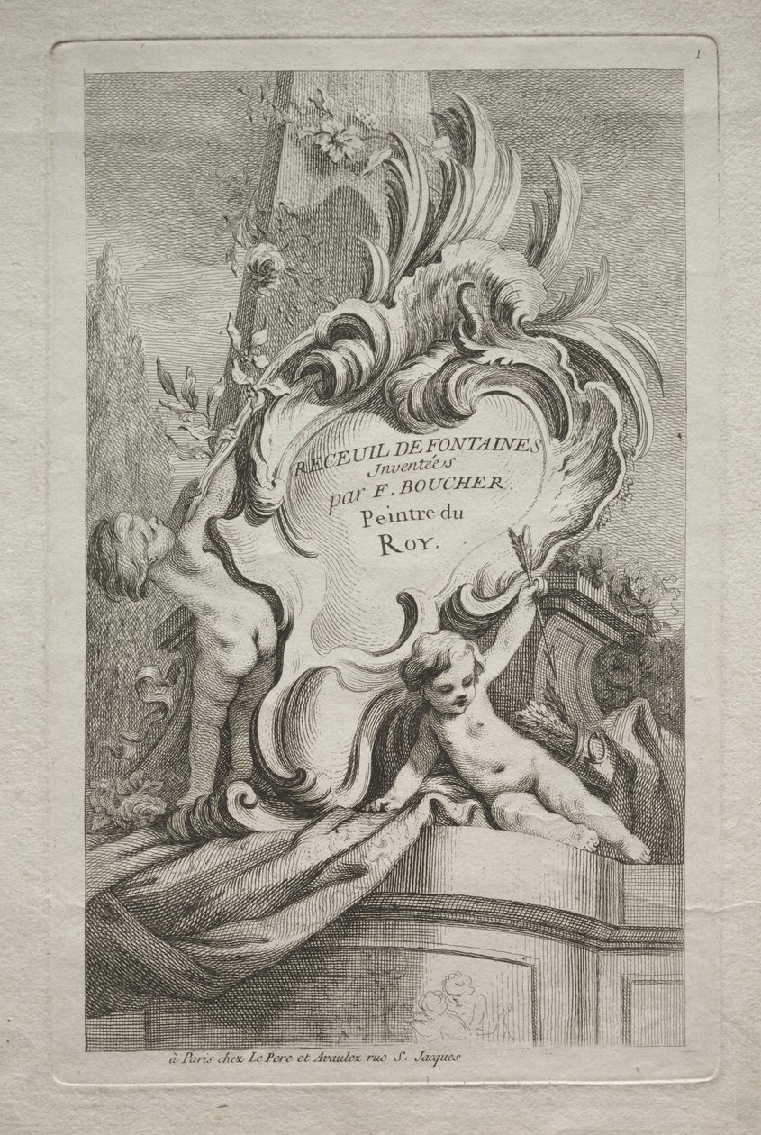 Buch der Brunnen: Nr. 1, Titelseite, ca. 1736 von Gabriel Huquier