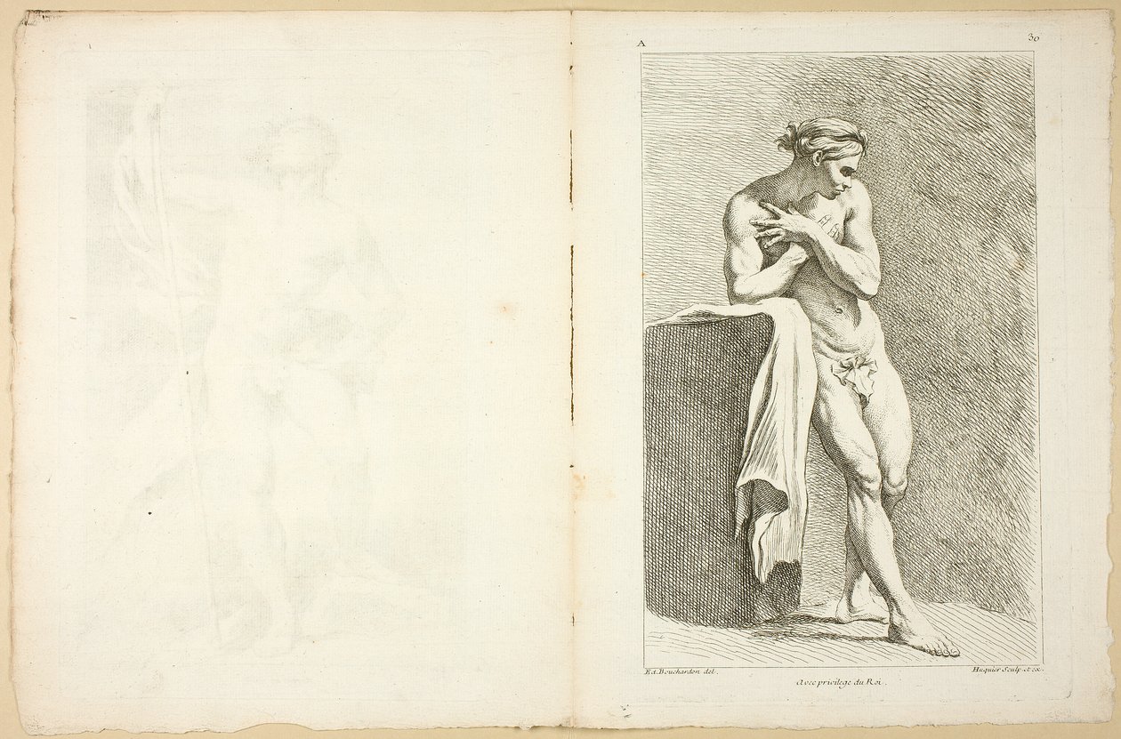 Figur (recto und verso), aus Premier livre de figures d’Academies gravées en Partie par les Professeurs de l’Académie Royale von Gabriel Huquier