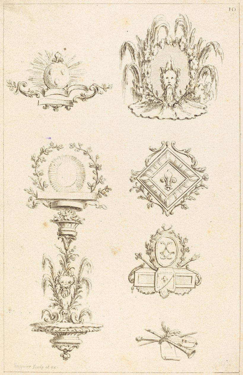 Entwürfe für Schlussstücke: pl. 10 von Gabriel Huquier after Claude Gillot