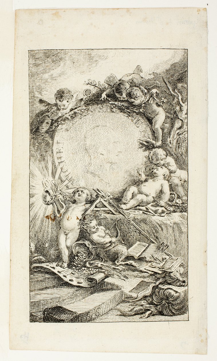 Frontispiz, Platte eins aus Recueil de Poésies de Sedaine von Gabriel Jacques de Saint Aubin