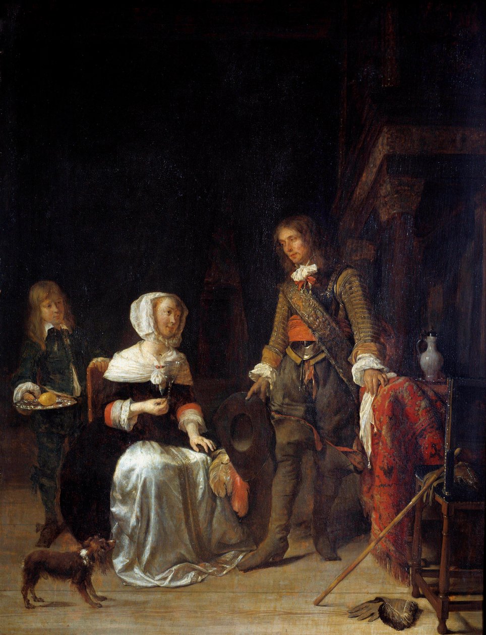 Ein Soldat besucht ein junges Mädchen von Gabriel Metsu