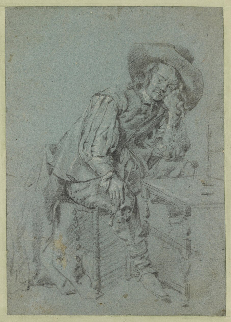 Ein sitzender Mann mit einer Pfeife von Gabriel Metsu