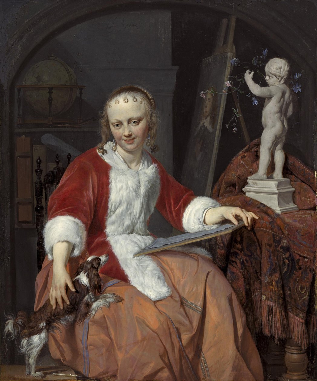 Porträt von Isabella de Wolff (....-1718) als Künstlerin von Gabriel Metsu