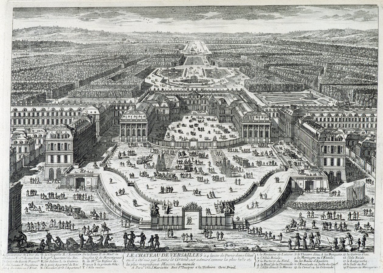 Ansicht des Ehrenhofs des Schlosses von Versailles - von Perelle, Ende des 17. Jahrhunderts von Gabriel Perelle