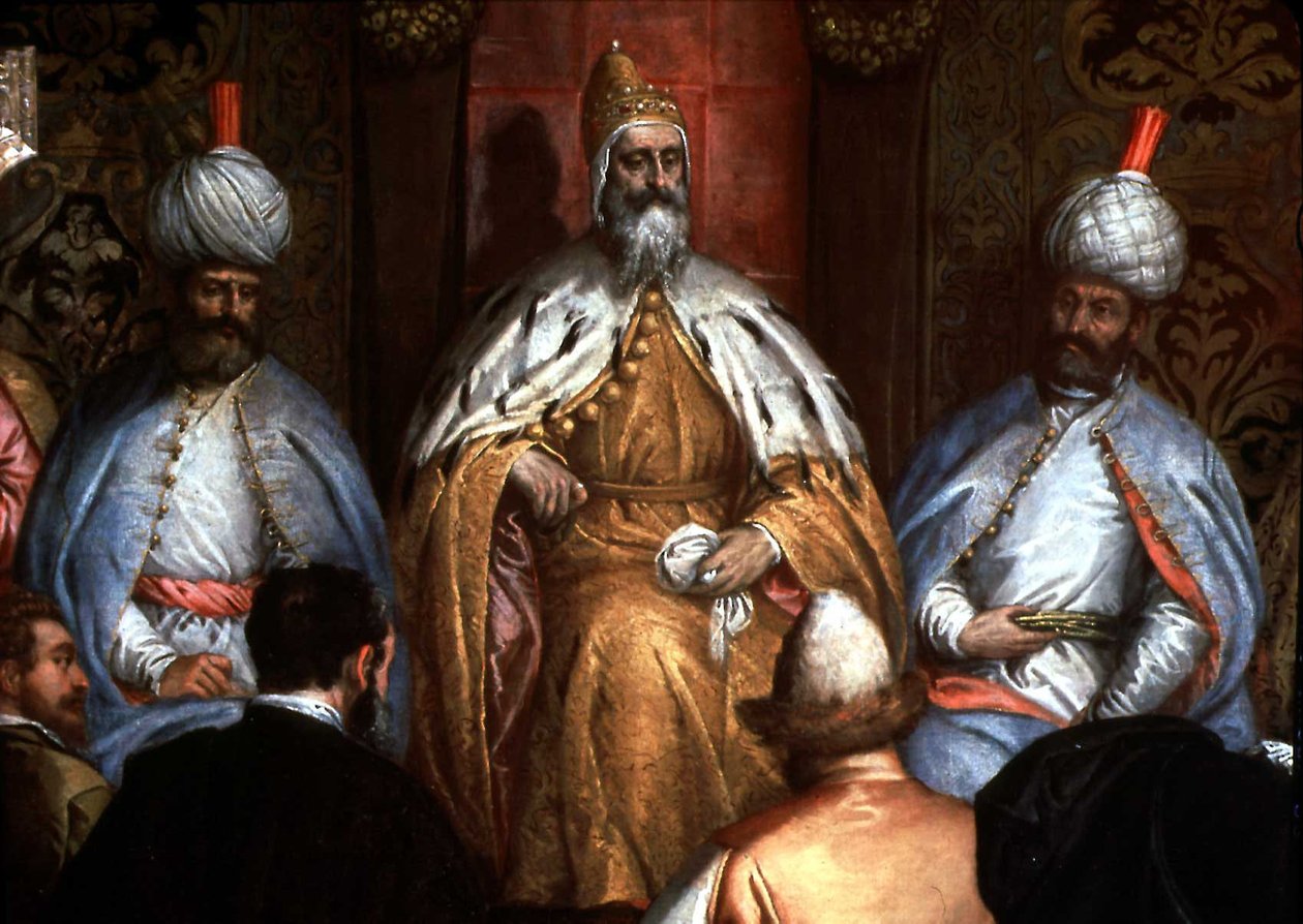 Marino Grimani (1532-1605) empfängt den persischen Botschafter von Gabriele Caliari