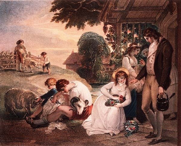 Ländliche Szene (Druck nach einem Gemälde von W. Hamilton) von Gaetano Stefano Bartolozzi