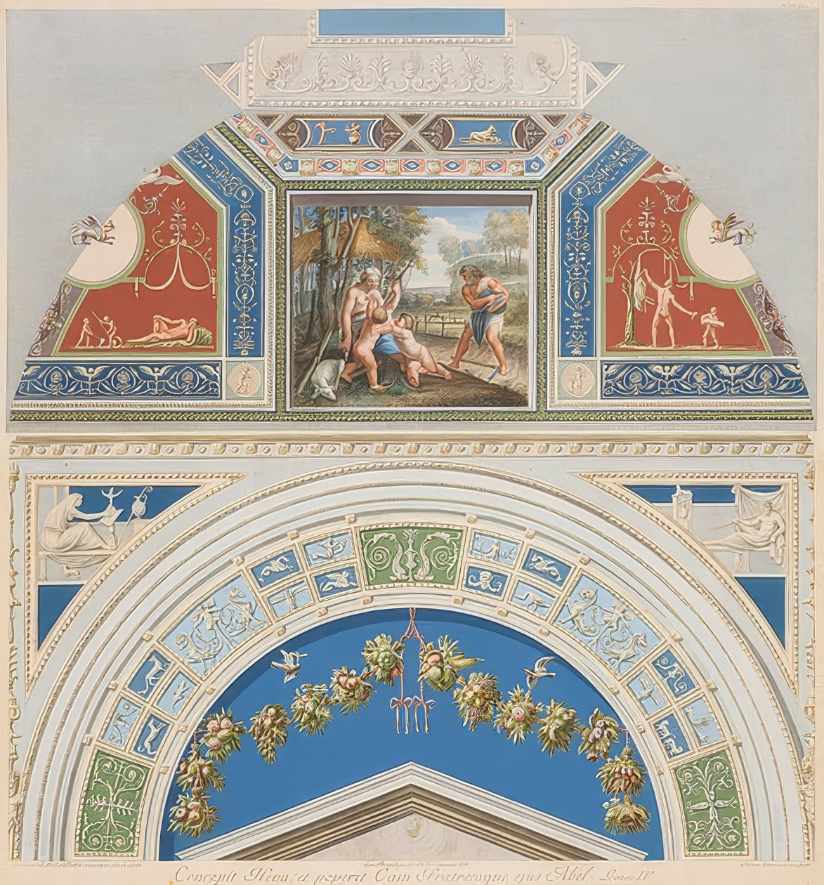 Lünette und Gewölbefeld mit Adam und Eva bei der Arbeit von Gaetano Savorelli