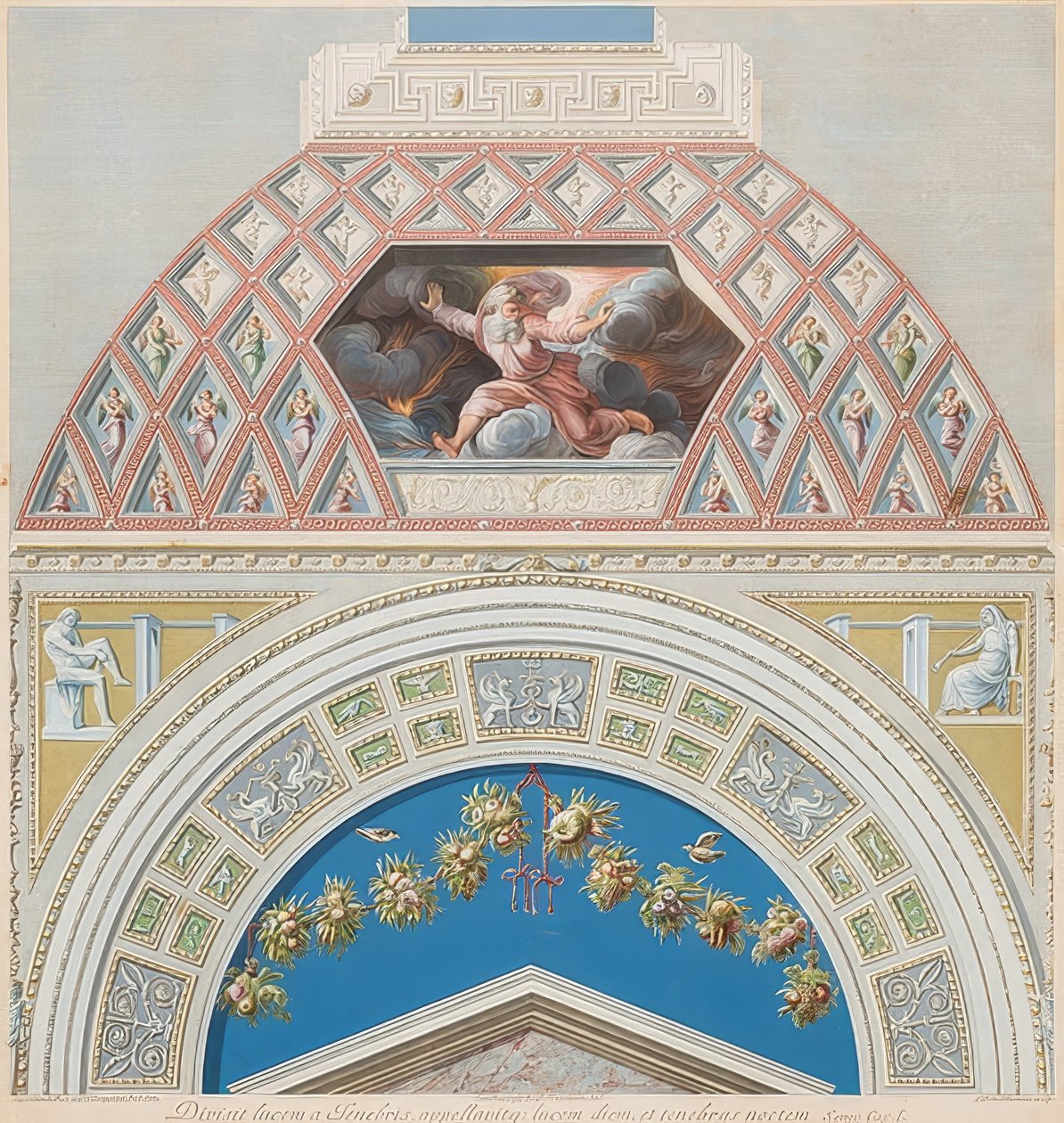 Lünette und Gewölbefeld mit Gott scheidet Licht und Finsternis. 1774? von Gaetano Savorelli