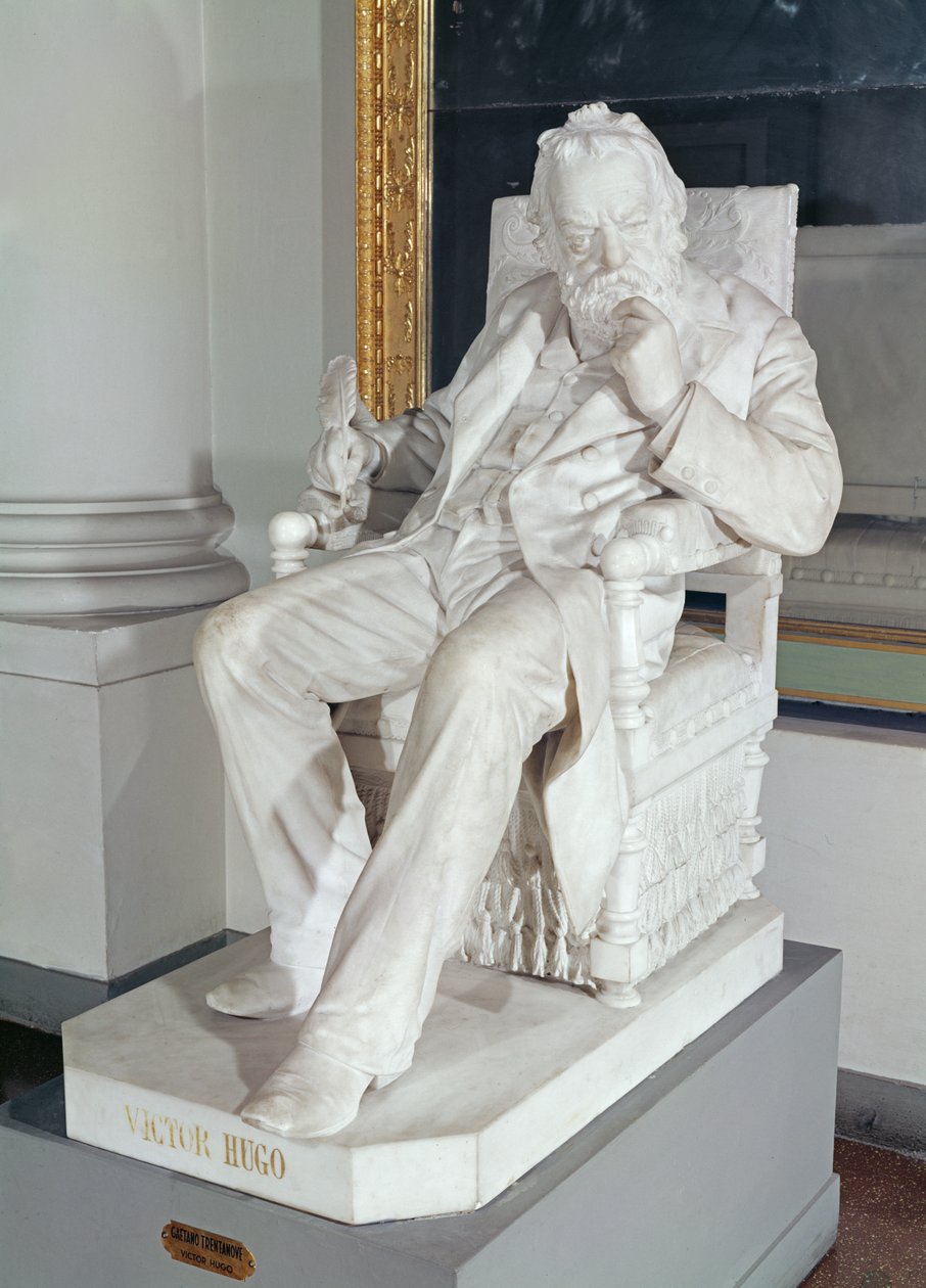 Sitzende Statue von Victor Hugo (1802-85) (Marmor) von Gaetano Trentanove
