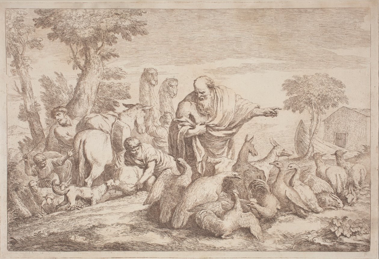 Noah führt die Tiere zur Arche von Gaetano Zompini, after Giovanni Benedetto Castiglione