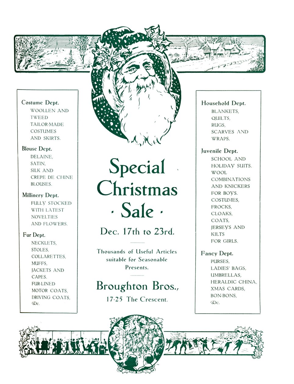 Werbung für Broughton Bros. - Sonderweihnachtsverkauf, 1917 von Garratt and Atkinson