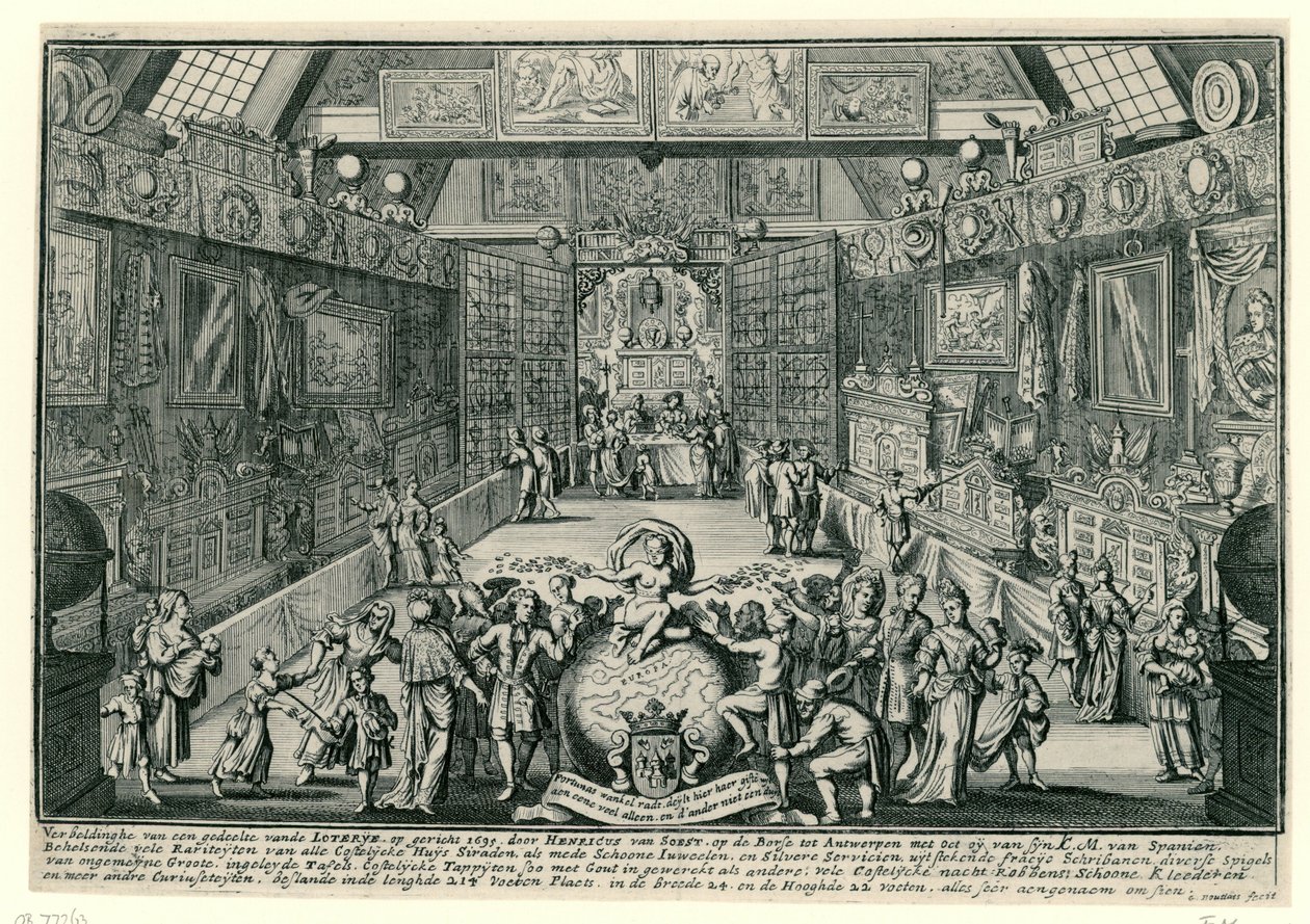 Die Lotterie von Henricus van Soest in Antwerpen, 1695 von Gaspar Bouttats