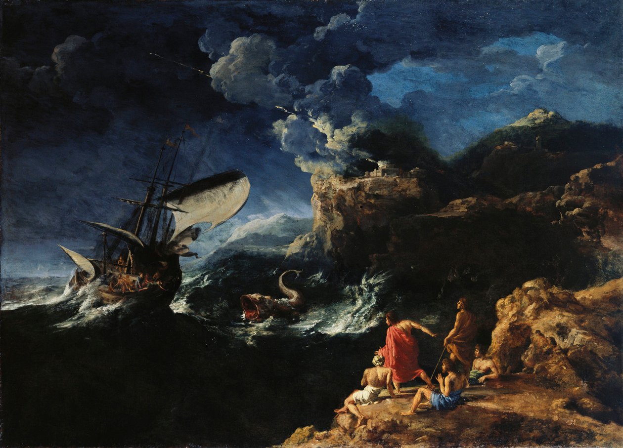 Meereslandschaft mit Jona und dem Wal von Gaspard Dughet