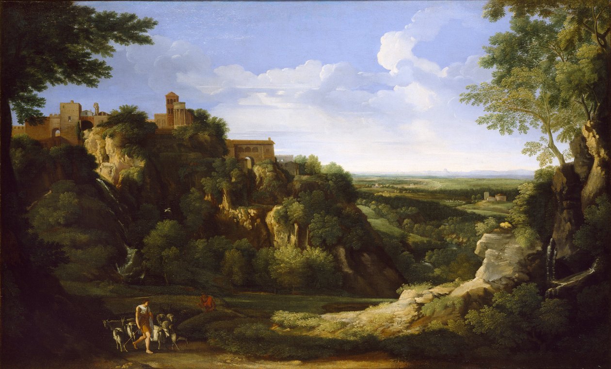 Blick auf Tivoli mit Rom in der Ferne von Gaspard Dughet