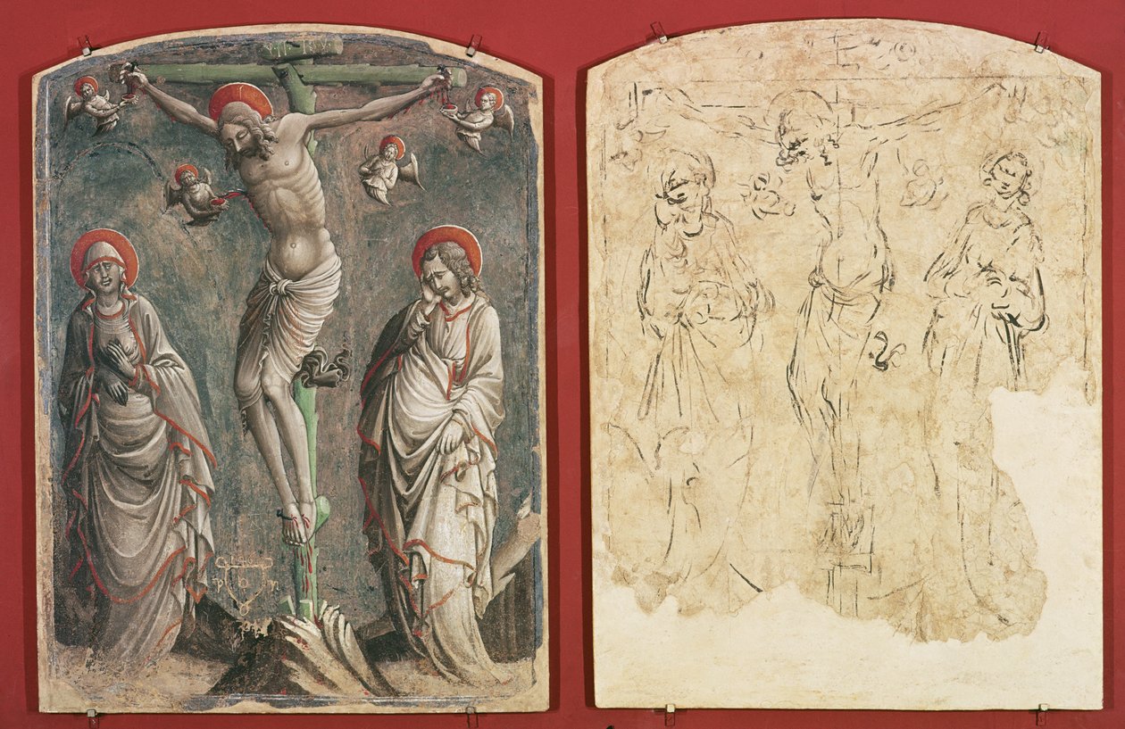 Christus am Kreuz mit der Jungfrau und dem heiligen Johannes dem Evangelisten (Fresko und Sinopia) von Gaspare di Spinello