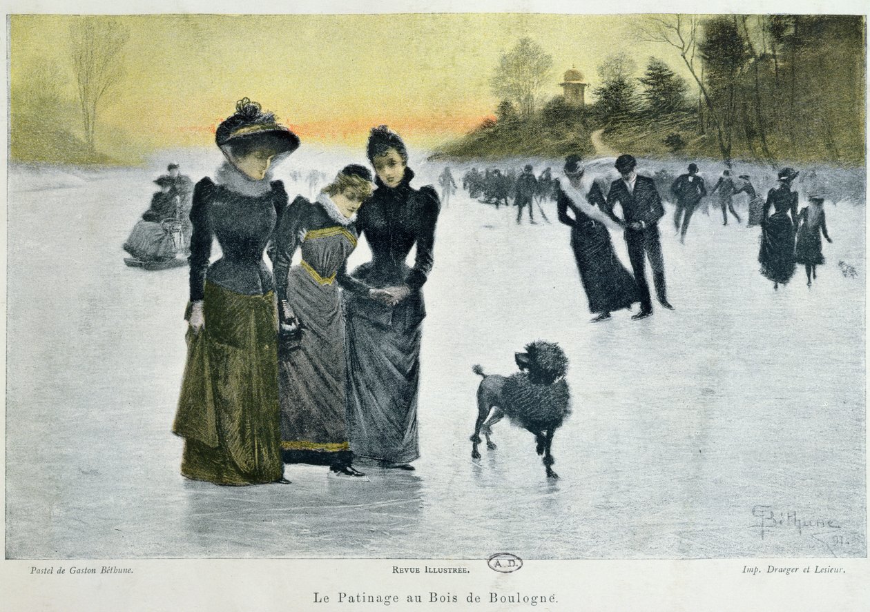 Schlittschuhlaufen im Bois de Boulogne, 1891 von Gaston Bethune