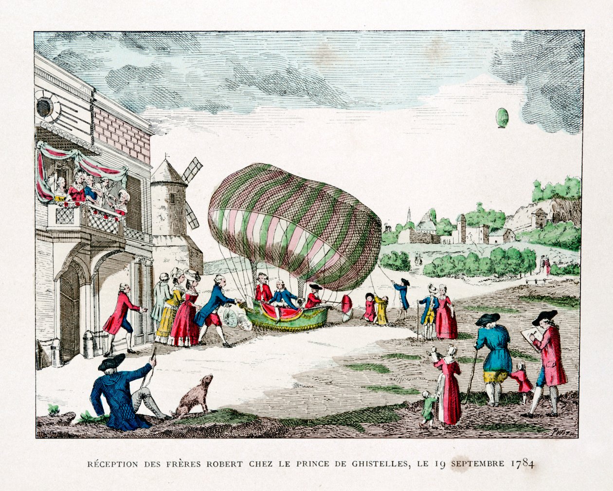 Empfang der Gebrüder Robert durch den Prinzen von Ghistelles im Jahr 1784, 1887 von Gaston Tissandier