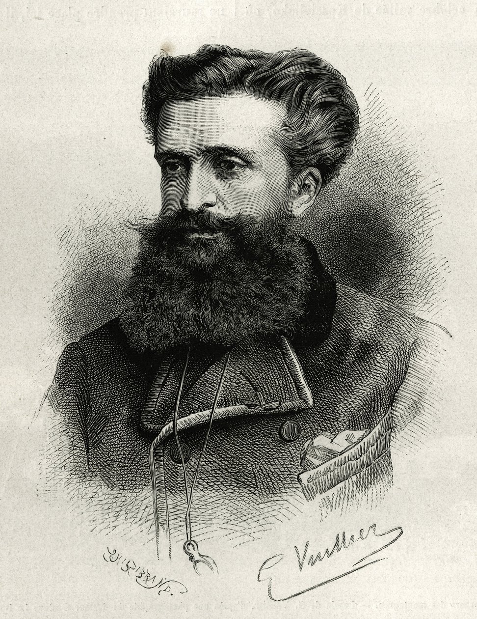 Porträt von Dr. Gustave Lebon (1841-1931). Gravur von G. Vuillier, zur Illustration der Geschichte La Syria d