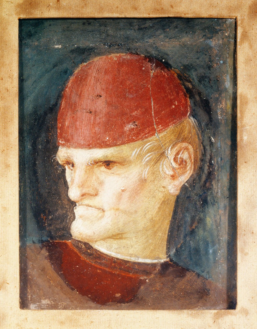Italien, Varallo, Fragment eines Freskos eines Kopfes von Gaudenzio Ferrari