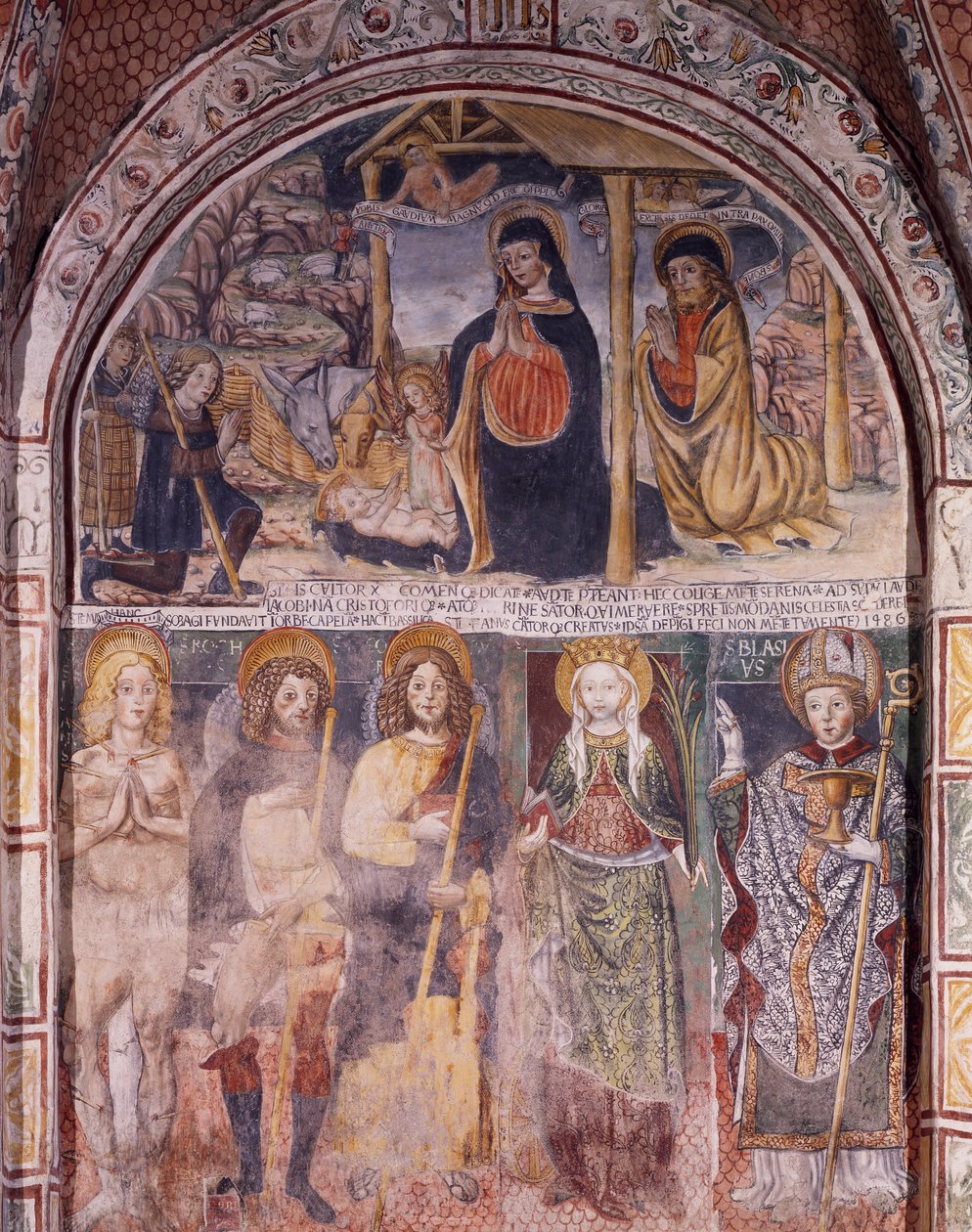 Geburt Christi und Heilige, Fresko, Basilika San Giulio, Insel San Giulio, Orta San Giulio, Italien von Gaudenzio Ferrari