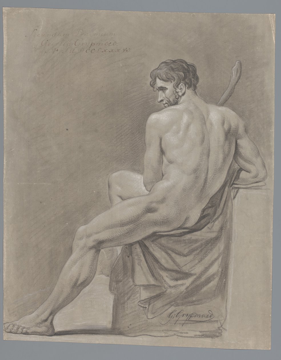 Sitzender männlicher Akt, von hinten gesehen (2. Preis 1786) von Geerlig Grijpmoed