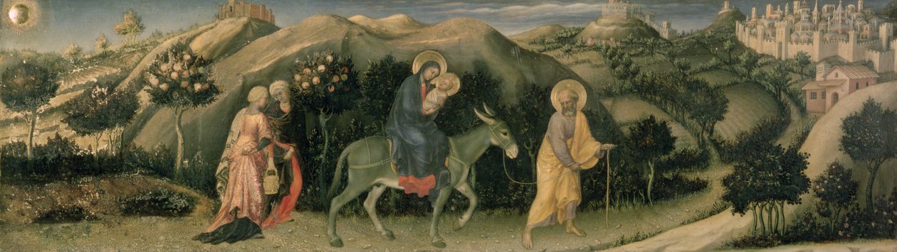 Anbetung der Könige Altarbild, zentrale Predella Flucht nach Ägypten, 1423 von Gentile da Fabriano